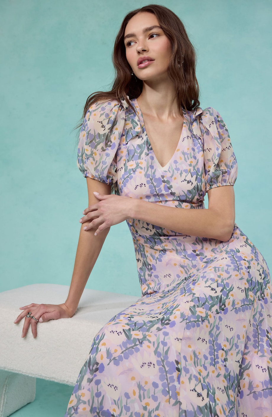 knee length dresses for ladies Astr Jessenia Dress - Lilac Floral
