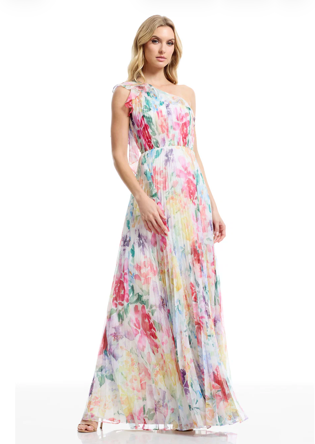dress the population gown Tessa high slit at the front Tyra Sleeveless Beaded Tulle Applique
