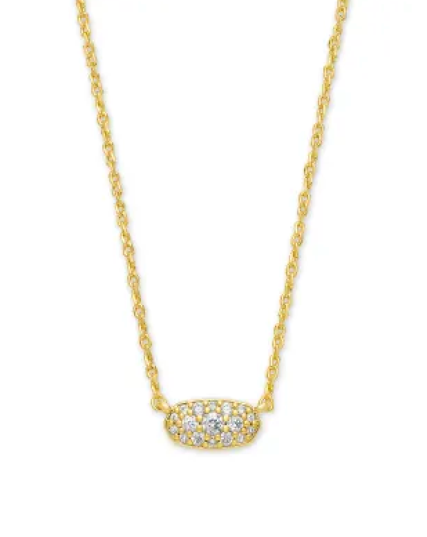 KENDRA SCOTT GRAYSON GOLD PENDANT NECKLACE IN WHITE CRYSTAL