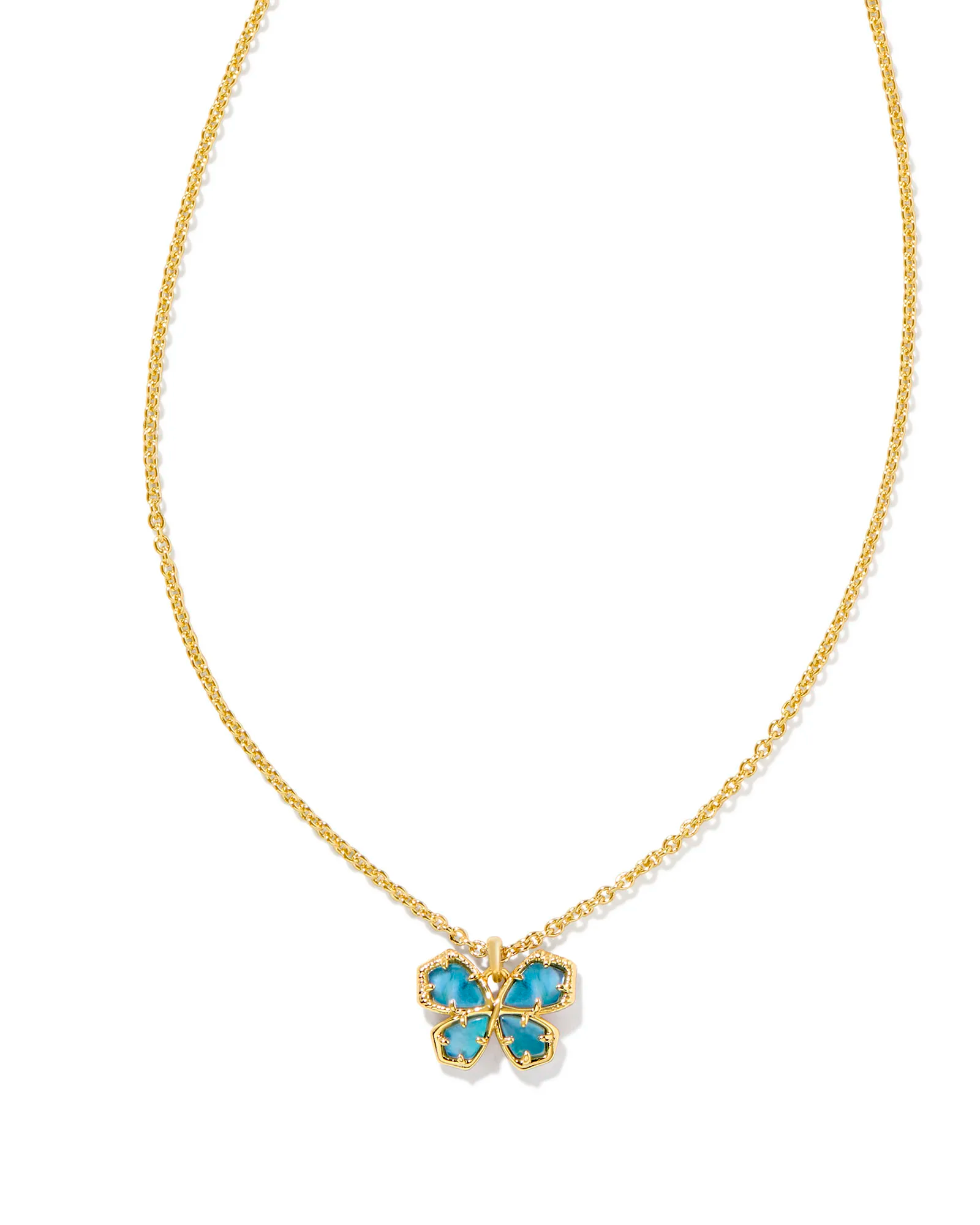 KENDRA SCOTT MAE BUTTERFLY PENDANT NECKLACE IN GOLD INDIGO WATERCOLOR ILLUSION