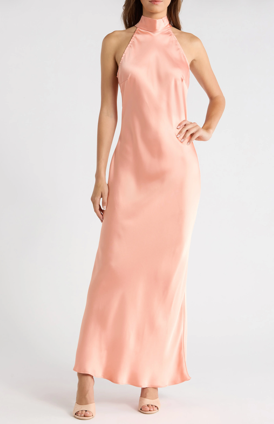 steve madden maxi dress Women's Lara Satin - Apricot GE Color Available:Navy Blue The effortless west coast vintage maxi dress Long Sleeves V Neck