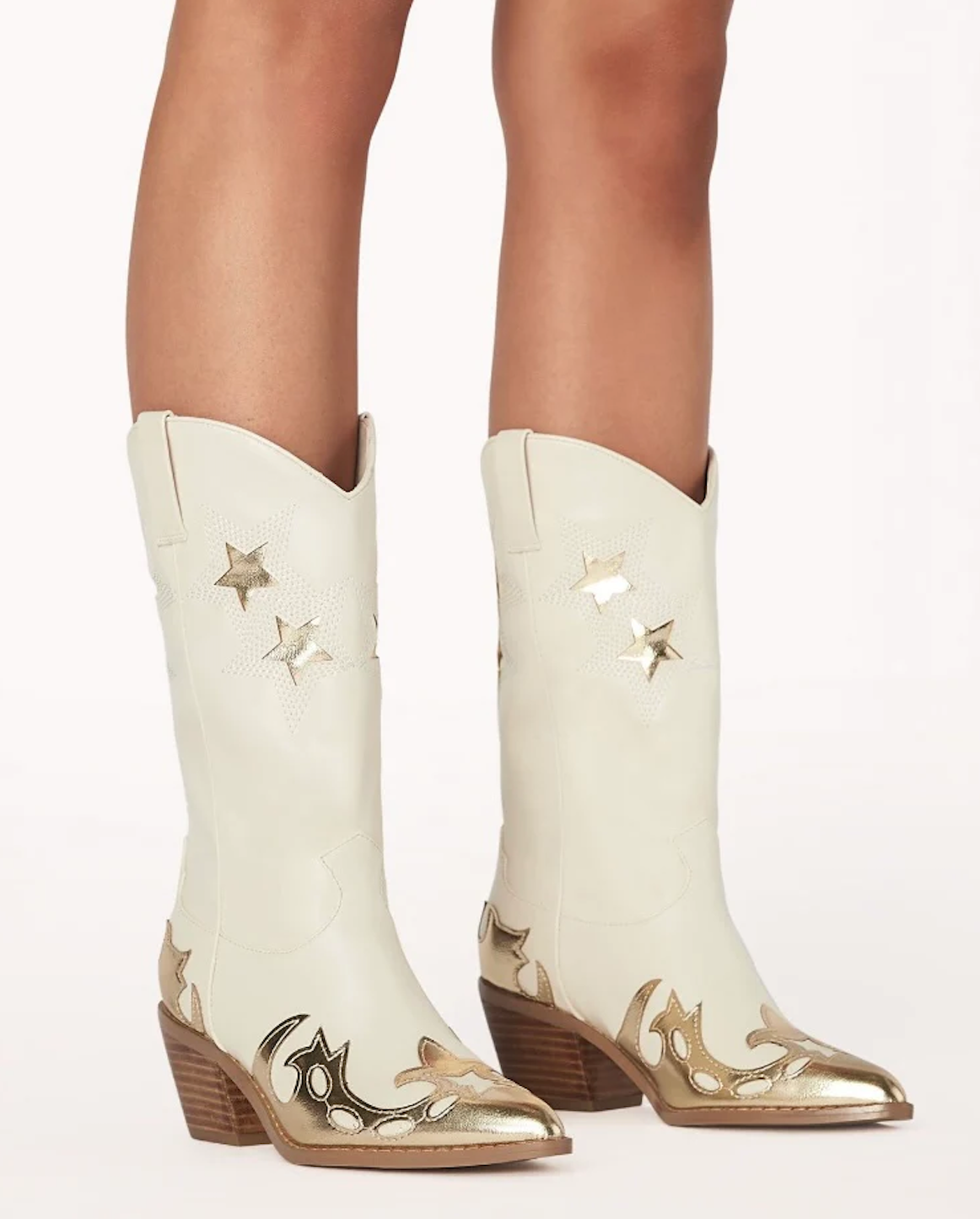 BILLINI NICO PULL ON BOOTS IN IVORY AND GOLD