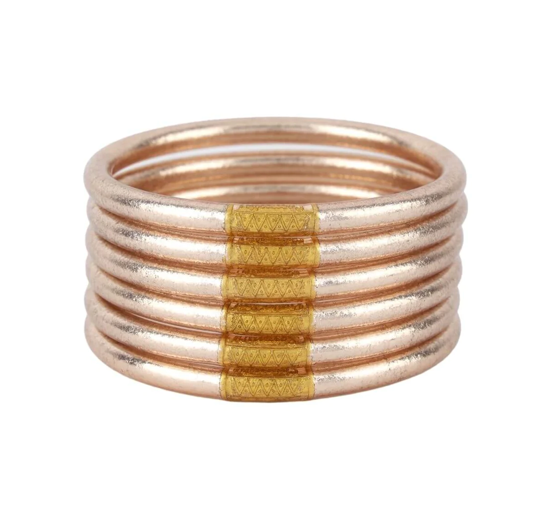 BUDHAGIRL CHAMPAGNE ALL WEATHER BANGLES: 6 PACK