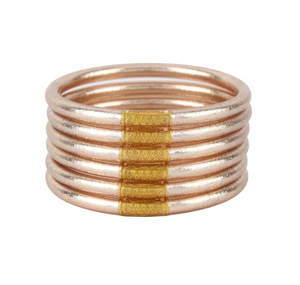 BUDHAGIRL CHAMPAGNE ALL WEATHER BANGLES: 6 PACK
