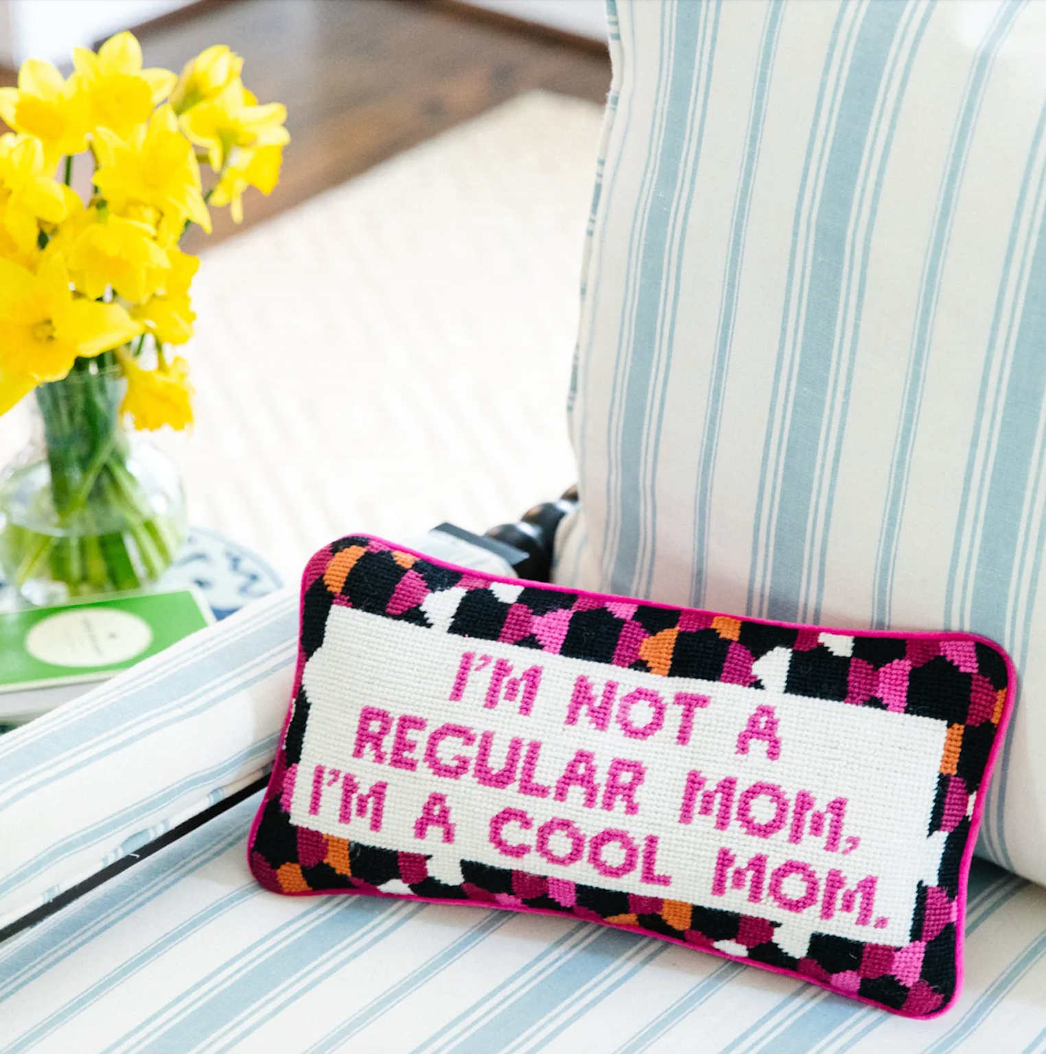 COOL MOM NEEDLEPOINT PILLOW