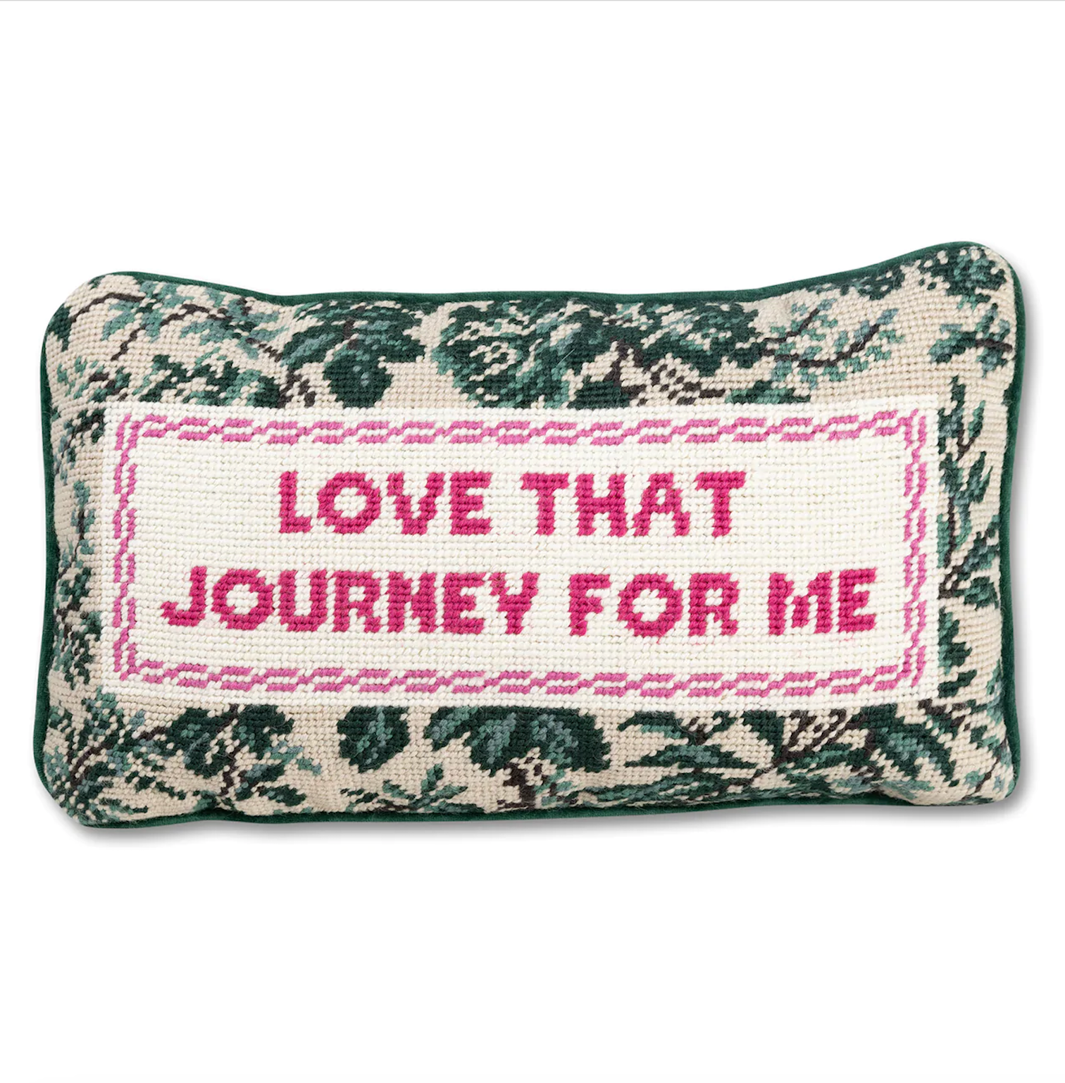 LOVE THAT JOURNEY NEEDLEPOINT PILLOW