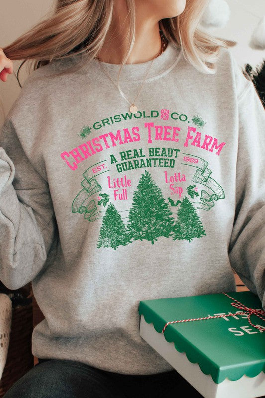 GRISWOLD CHRISTMAS TREE FARM GRAPHIC SWEATSHIRT IN HEATHER GREY