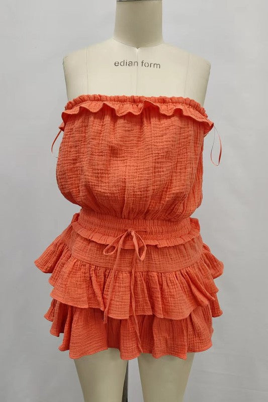WINSTON LINEN ROMPER IN ORANGE