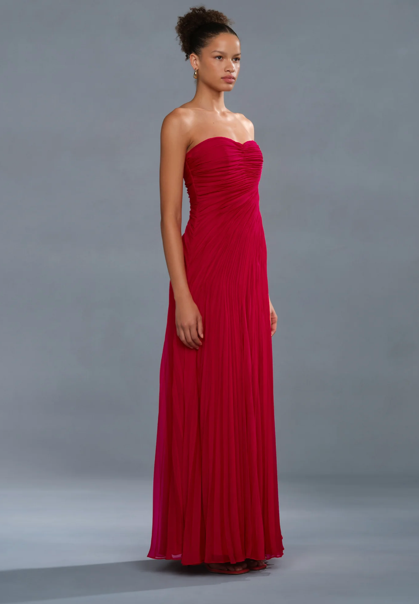 amur red dress Amur Elea Asymmetrical Pleated Gown, 2