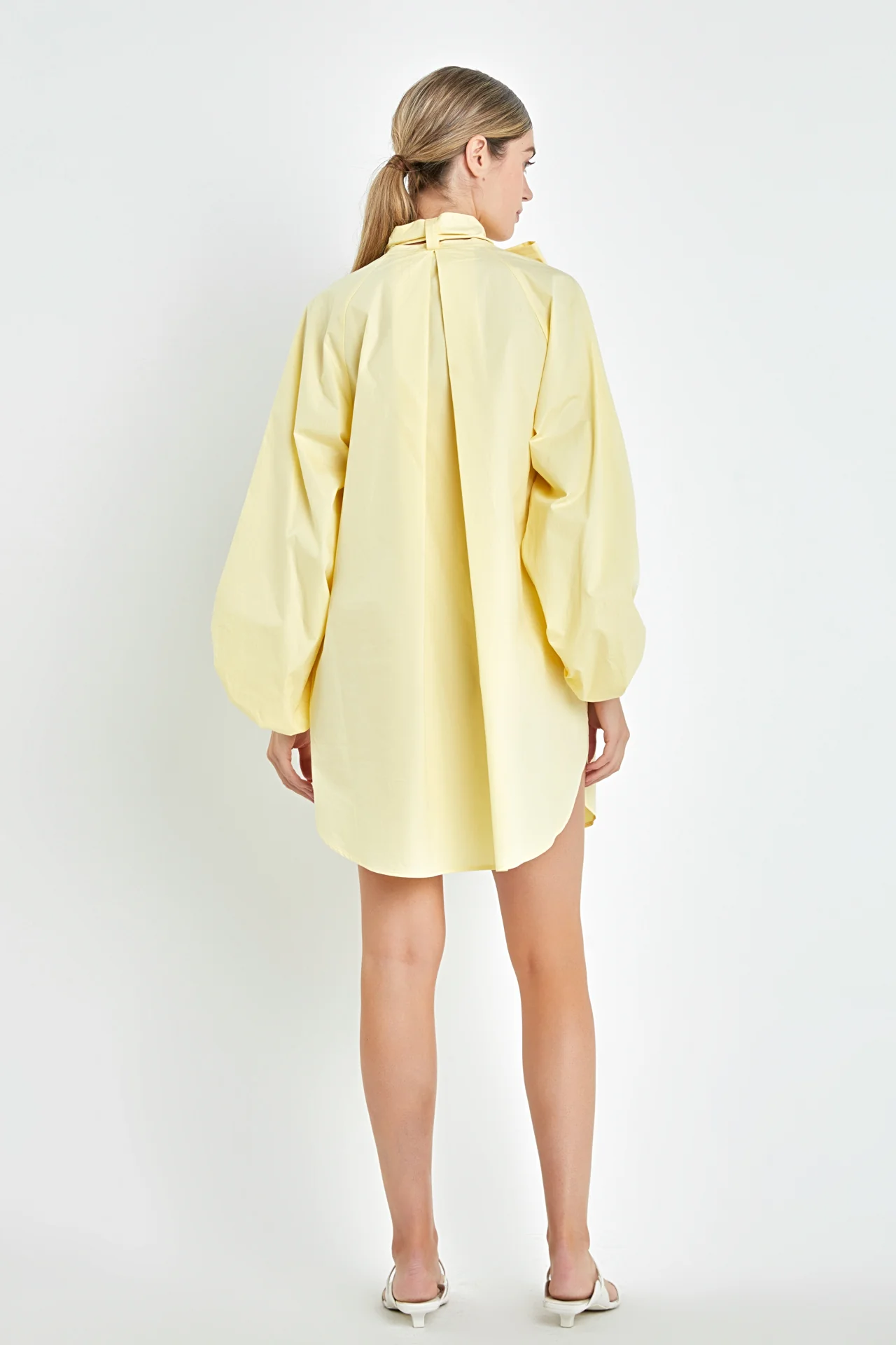 LUCY BILLOW BELTED MINI DRESS IN BUTTER