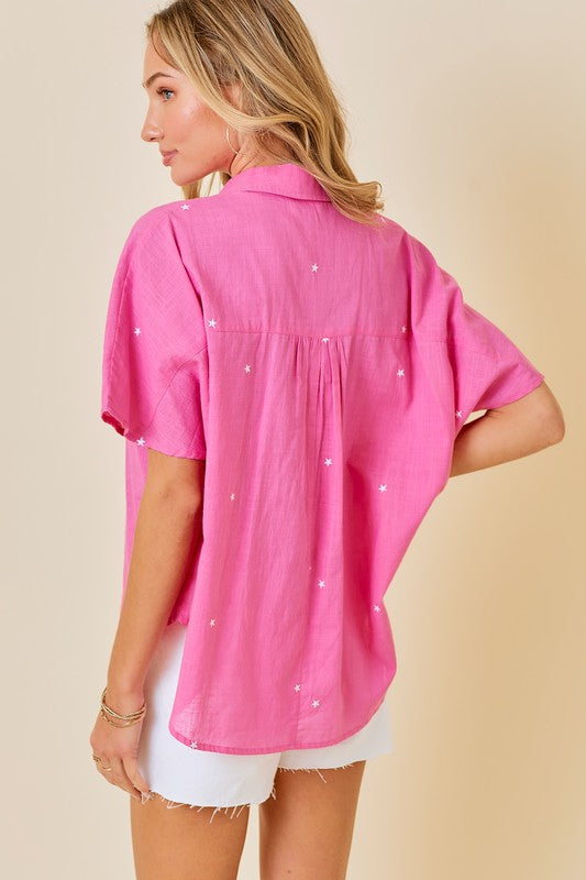 STAR BLOUSE IN BUBBLE GUM PINK
