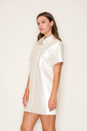 LEA BUTTON FRONT DRESS IN IVORY