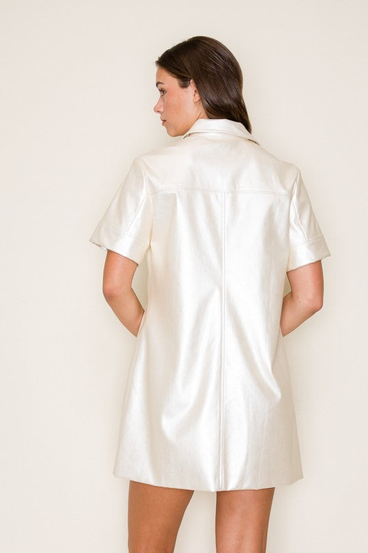 LEA BUTTON FRONT DRESS IN IVORY