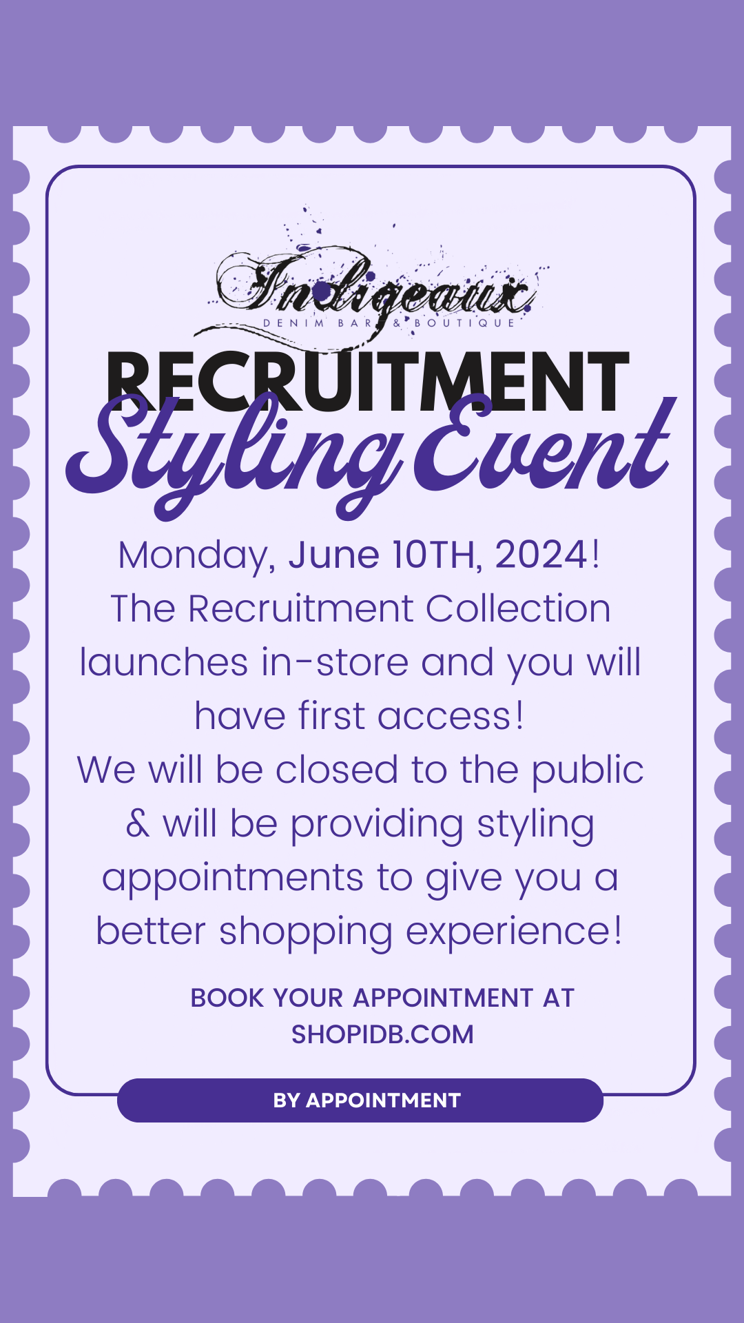RECRUITMENT STYLING EVENT: MONDAY, JUNE 10TH, 2024