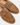 A pair of Steve Madden tan suede penny loafers shown from a close-up angle on a clean white background.