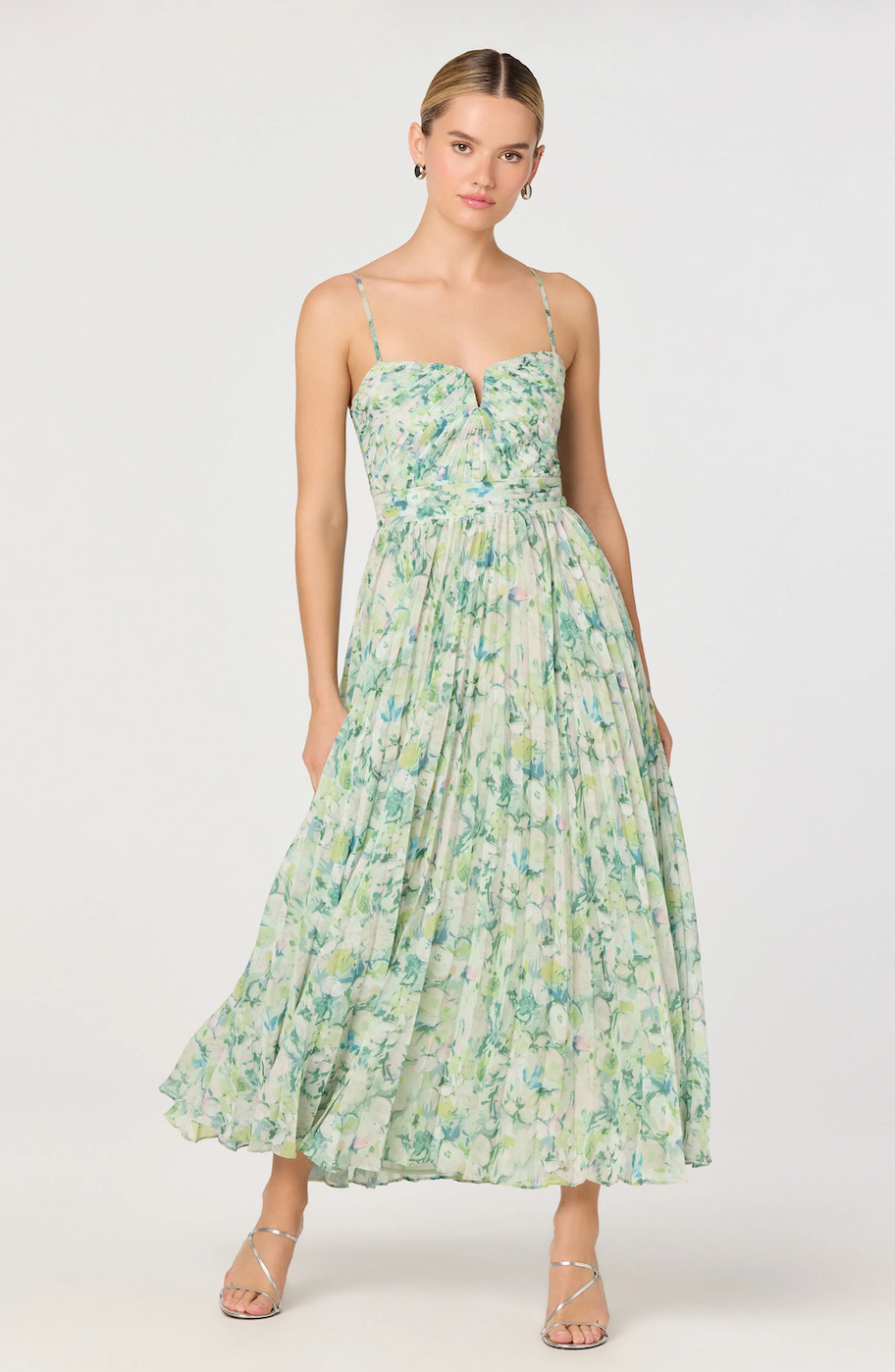 astr the label lunaria pleated floral midi dress ASTR the Label Bayley Dress in Green