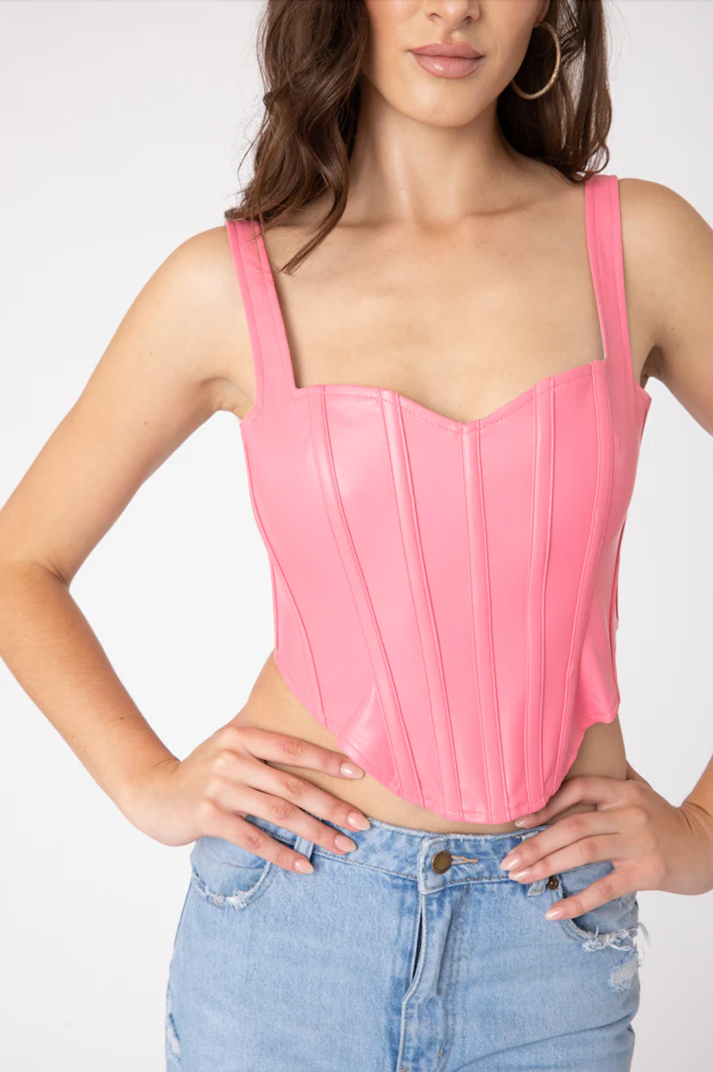 Gathered Bustier-style Top - Pink - Ladies