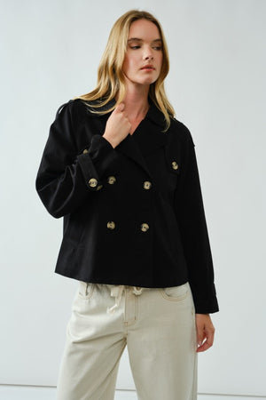 HARPER CROPPED TRENCH JACKET IN BLACK