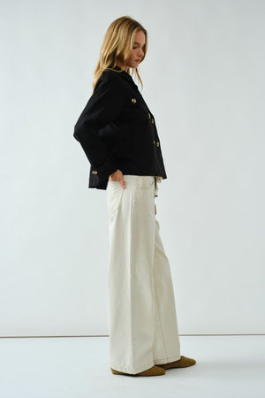HARPER CROPPED TRENCH JACKET IN BLACK