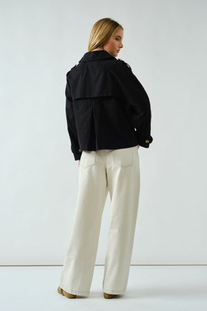 HARPER CROPPED TRENCH JACKET IN BLACK