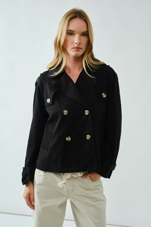 HARPER CROPPED TRENCH JACKET IN BLACK