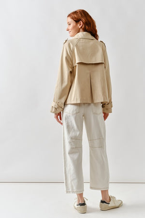 HARPER CROPPED TRENCH JACKET IN TAN