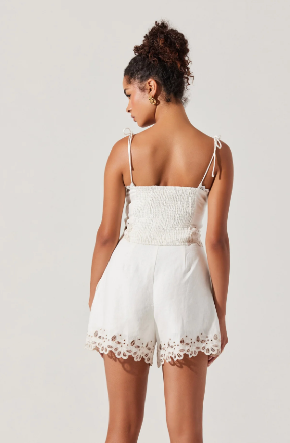 KIYA LINEN EMBROIDERED TOP IN WHITE