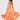 Woman wearing a colorful floral dress on a white background