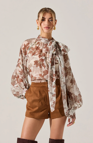 ASTR THE LAEBL CINTHIA SHEER BOW TIE TOP IN IVORY