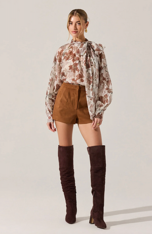 ASTR THE LAEBL CINTHIA SHEER BOW TIE TOP IN IVORY