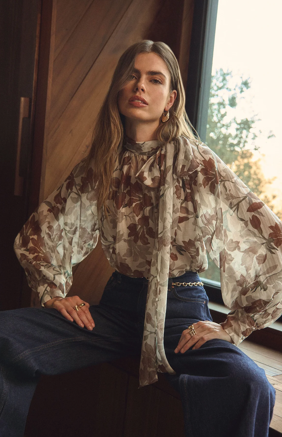 ASTR THE LAEBL CINTHIA SHEER BOW TIE TOP IN IVORY