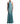 Teal halter neck gown on a white background