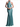 Teal halter neck gown on a white background