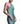 Teal halter neck dress worn by a model on a white background
