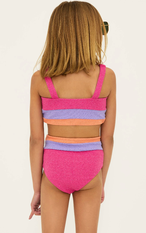 BEACH RIOT LITTLE MACKENZIE & HEIDI SET IN CORAL BAY COLOR BLACK SCRUNCH