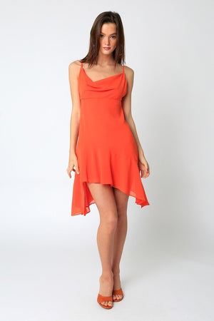 LILLIAN CHIFFON MINI DRESS IN ORANGE