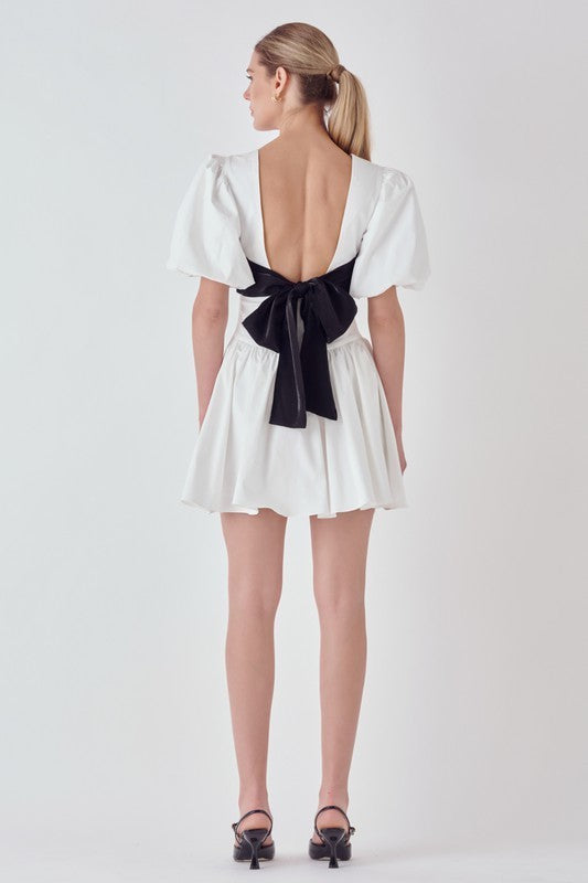 WEBSTER MINI DRESS WITH A BLACK BOW