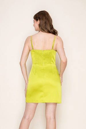 NEON STRAPPY MINI DRESS IN LIME GREEN