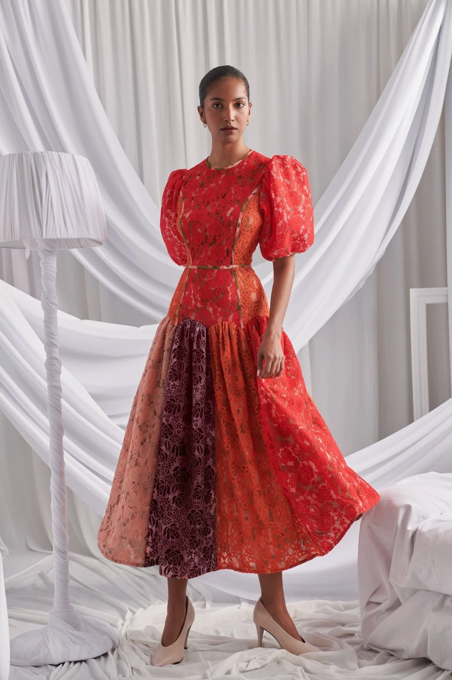CELIA B PHILO MIDI DRESS IN RED MEDIUM