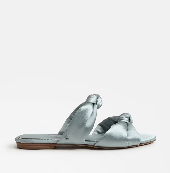 CIRCUS BY SAM EDELMAN MARISSA FLAT SANDAL IN BLUE HAZE SATIN
