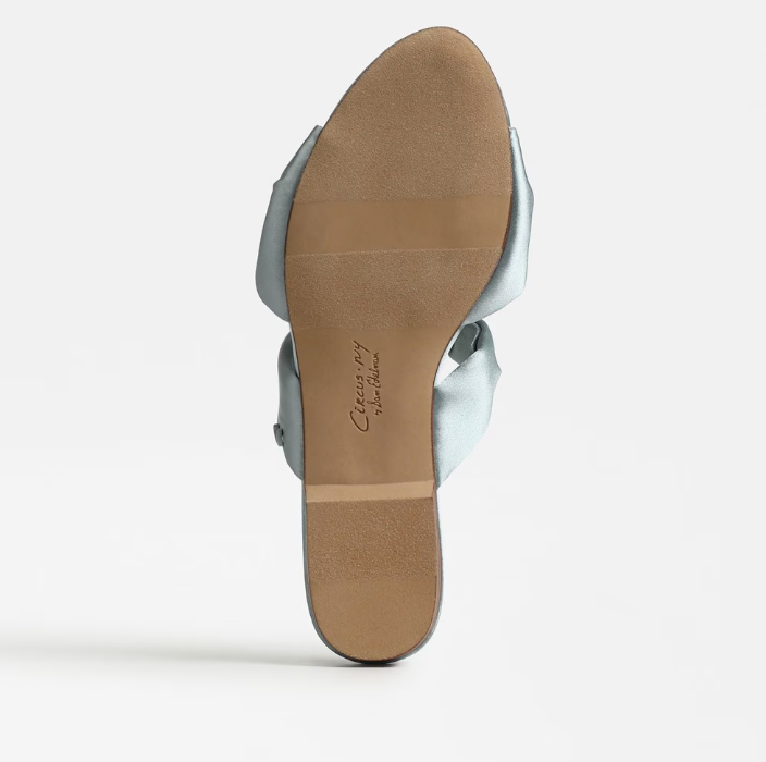 CIRCUS BY SAM EDELMAN MARISSA FLAT SANDAL IN BLUE HAZE SATIN