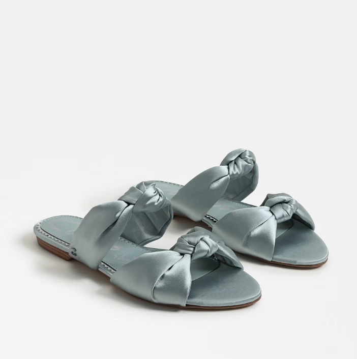 CIRCUS BY SAM EDELMAN MARISSA FLAT SANDAL IN BLUE HAZE SATIN