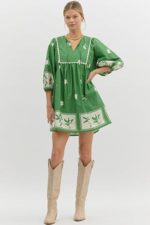 RORY BABYDOLL DRESS IN GREEN:AVAILABLE IN PLUS SIZE