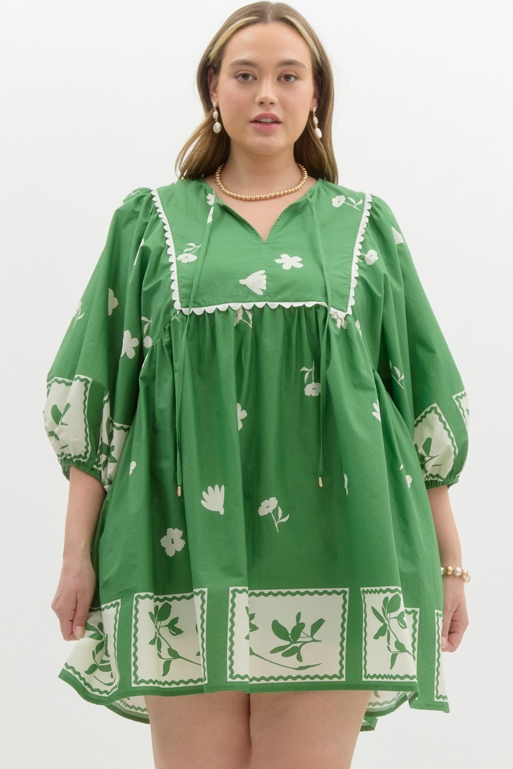 RORY BABYDOLL DRESS IN GREEN:AVAILABLE IN PLUS SIZE