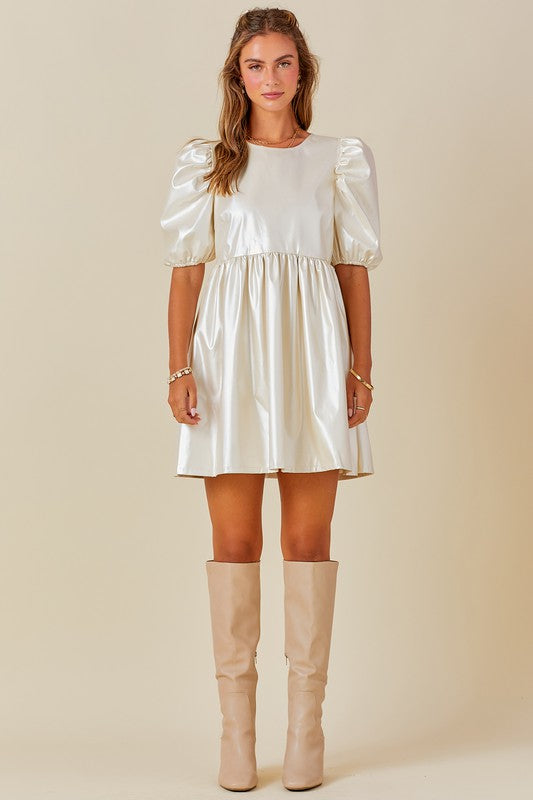 DIANA MINI DRESS IN METALLIC PEARL