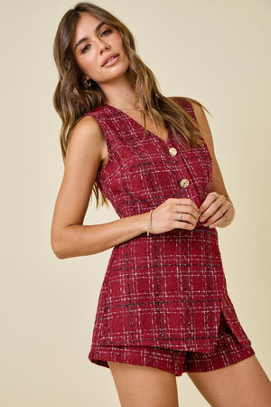 JULIETTE TWEED SET IN BURGUNDY
