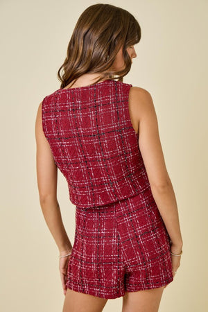 JULIETTE TWEED SET IN BURGUNDY