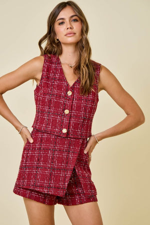 JULIETTE TWEED SET IN BURGUNDY