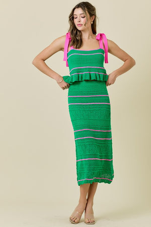 LEILANI KNIT MATCHING SET IN GREEN AND PINK
