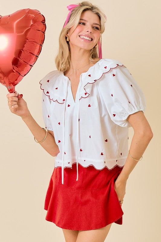 RUBY HEART BLOUSE IN WHITE